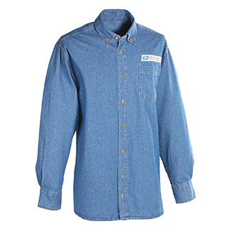 Men's Postal Uniform Shirt Denim Long Sleeve