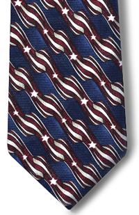 Men's four-in-hand retail clerk stars and stripes four-in-hand tie with buttonholes.